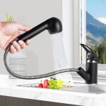 Mitigeur de cuisine avec douchette extractible - kedia - robinet - bec pivotant - noir
