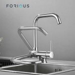 Forious robinet cuisine rabattable mitigeur cuisine sous fen�tre mitigeur evier pivotante � 360�en acier ...