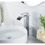 Forious robinet lavabo haut mitigeur salle de bain en acier inoxydable hauteur du bec de 220mm colonne ...
