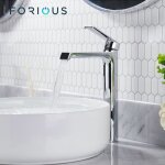 Forious robinet salle de bain cascade robinet lavabo avec hauteur de bec 236mm � levier unique en laiton ...