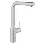 Mitigeur robinet grohe essence - supersteel - douchette - gris - chrom� - monotrou