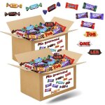 Mix gourmand - assortiment de 2x100 mini chocolats mars snickers bounty twix milka daim toblerone - 15 ...