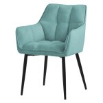 Ml - design 1x chaise de salle  manger en tissu ponge ptrole chaise de cuisine avec assise rembourre ...