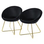 Ml - design 2 chaises de salle � manger en velours noir assise rembourr�e avec dossier fauteuil pour ...