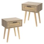 Ml - design lot de 2 tables de chevet avec 1 tiroir 40x505x30 cm aspect ch�ne table de nuit rustique ...