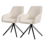 Ml - design 2x chaise de salle � manger cr�me en textile tiss� chaise rembourr�e pivotante � 360� fauteuil ...