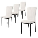 Ml - design 4 chaises de salle � manger blanc en velours fauteuil dossier ergonomique assise rembourr�e ...