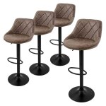 Ml - design 4 x tabouret de bar revtement en similicuir marron avec dossier et repose - pieds rglable ...