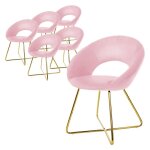 Ml - design 6 chaises de salle � manger en velours rose avec dossier en demi - coque rond chaise fauteuil ...
