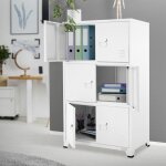 Ml - design armoire de classement blanc 75x40x120 cm en acier vestiaire � 6 portes rangement dobjets ...