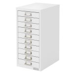 Ml - design armoire  dossiers avec 10 tiroirs et porte - tiquette 28x38x60 cm blanc en acier classeur ...