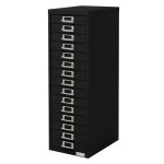 Ml - design armoire  dossiers avec 15 tiroirs et porte - tiquette 28x38x87 cm noire en acier classeur ...
