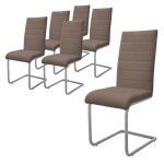 Ml - design chaise de salle  manger cuisine lot de 6 marron chaise  bascule cantilever  haut dossier ...