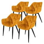 Ml - design chaise de salle � manger set de 4 pi�ces jaune moutarde chaise de cuisine avec assise rembourr�e ...