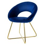 Ml - design chaise de salle � manger en velours bleu avec dossier rond assise rembourr�e avec pieds en ...