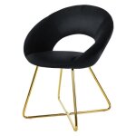 Ml - design chaise de salle � manger en velours noir avec dossier rond assise rembourr�e avec pieds en ...