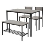 Ml - design ensemble de salle � manger 4 pi�ces ch�ne - gris 4 personnes table avec 2 chaises 1 banc ...
