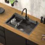 Ml - design �vier de cuisine 68x45cm avec vidage distributeur de savon et panier - �gouttoir en acier ...