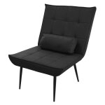 Ml - design fauteuil relax noir fauteuil lounge avec rev�tement en cuir pu et pieds m�talliques noirs ...