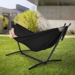 Ml - design hamac double avec support r�glable acier noir pour 2 personnes chaise hamac xxl avec sac ...