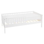 Ml - design lit denfant 80x160cm avec matelas blanc lit simple avec sommier � lattes et protection contre ...