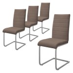 Ml - design lot 4 chaises de salle � manger marron en simili design cantilever pi�tement m�tallique chaise ...