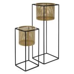 Ml - design support pour fleurs set de 2 noir - or 21x21x47 / 25x25x71 cm en acier pour pots de fleurs ... Ml - design support pour fleurs set de 2 noir - or 21x21x47 / 25x25x71 cm en acier pour pots de fleurs ...