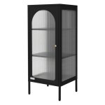 Ml - design vitrine de salon 42x1025x40 cm noir armoire troite avec 3 compartiments de rangement / tagres ...