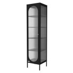 Ml - design vitrine de salon 42x175x40 cm noir armoire troite avec 5 compartiments de rangement / tagres ...