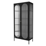 Ml - design vitrine de salon 80x175x40 cm noir armoire avec 5 compartiments de rangement / tagres et ...