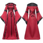 Mobigarlan medieval robe de soiree deguisement reine longue robe avec manches flares - rouge