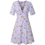 Mobigarlan robe en dentelle � imprim� fleuri bretelles crois�es pour v�tements vacances violet femmes ...