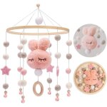 Mobile en bois pour b�b� avec boules de feutre cloche suspendue pour chambre denfant carillon �olien ...