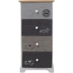 Mobili rebecca chiffonnier commode 4 tiroirs bois blanc gris shabby 72x35x27 Mobili rebecca chiffonnier commode 4 tiroirs bois blanc gris shabby 72x35x27