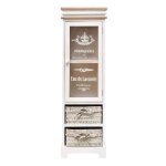 Mobili rebecca meuble 2 paniers 1 port plexiglass bois osier blanc 102x32x27
