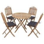 Mobilier à dîner dextérieur - vidaxl - ensemble 5 pcs - bambou massif - résistant aux intempéries - pliable ... Mobilier à dîner dextérieur - vidaxl - ensemble 5 pcs - bambou massif - résistant aux intempéries - pliable ...
