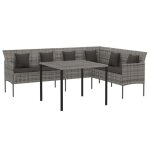 Mobilier � d�ner de jardin et coussins 2 pcs gris rotin mothinessto ly0103