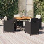 Mobilier � d�ner de jardin et coussins 5pcs r�sine tress�e noir mothinessto ly6494