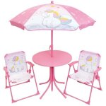 Mobilier de jardin - fun house - salon de jardin licorne : table h. 46 x 46 cm 2 chaises pliantes parasol ...