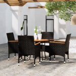 Mobilier de salle � manger de jardin 5 pcs r�sine tress�e noir mothinessto ly7795