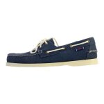 Mocassin basse cuir sebago portland 10oz washed canvas - bleu marine