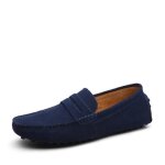 Mocassins bleu marine pour homme en cuir nubuck - chaussures légères et confortables Mocassins bleu marine pour homme en cuir nubuck - chaussures légères et confortables