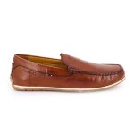 Mocassins cognac en cuir lisse semelle fine homme pierre cardin