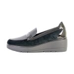 Mocassin compens cuir geox ilde suede synt pat - noir - femme - adulte - cuir