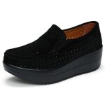 Mocassins compensés pour femme en daim noir - vitata Mocassins compensés pour femme en daim noir - vitata