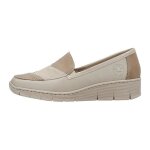 Mocassin compens�e cuir rieker - femme - beige - confort exceptionnel