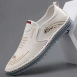 Mocassins en cuir décontractés pour hommes - yti? - blanc - respirants et antidérapants Mocassins en cuir décontractés pour hommes - yti? - blanc - respirants et antidérapants