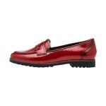 Mocassin  enfiler - tamaris - rouge vernis - confort exceptionnel - semelle synthtique - talon plat ...