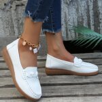 Mocassins dété en cuir souple à enfiler pour femmes chaussures plates jiushengti? - blanc Mocassins dété en cuir souple à enfiler pour femmes chaussures plates jiushengti? - blanc