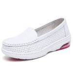Mocassin femme aéré en cuir blanche casual légèreté extérieur confortable antidérapage doux été pour ... Mocassin femme aéré en cuir blanche casual légèreté extérieur confortable antidérapage doux été pour ...